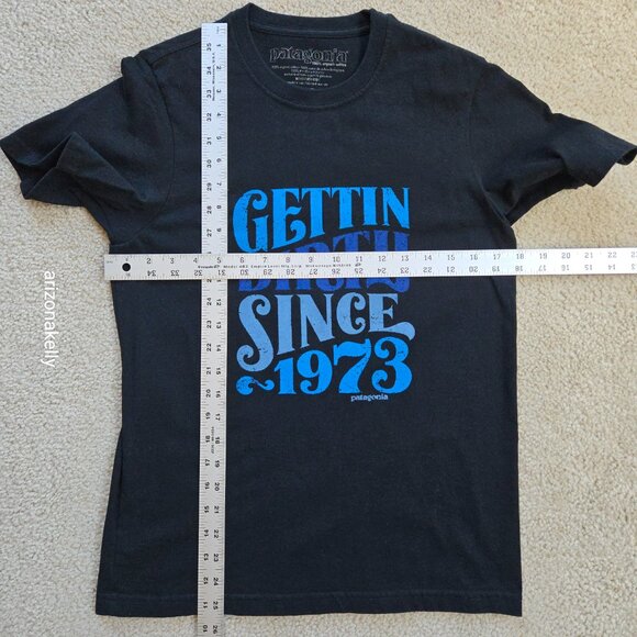 NEW Patagonia Organic Cotton T-shirt XS Black Blue 1973 - Picture 2 of 4